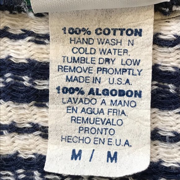 Guess Women's Medium BlueWhite Waffle Knit Henley Pullover Wide Short Sleeve Top - Picture 8 of 9